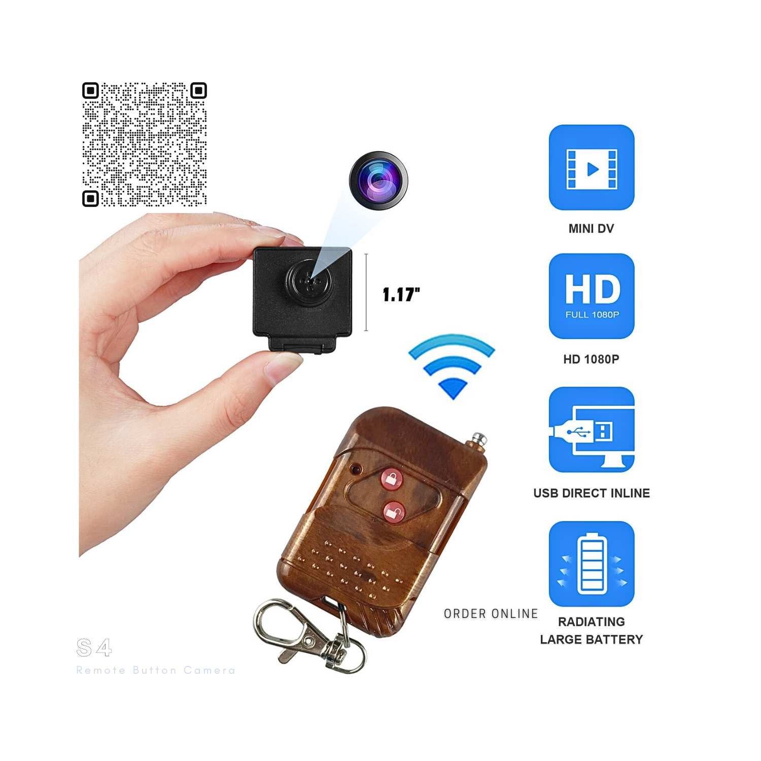 S4 FHD Remote Control Operated Button Spy Camera Recorder S4 FHD Remote Control Operated Button Spy Camera Recorder